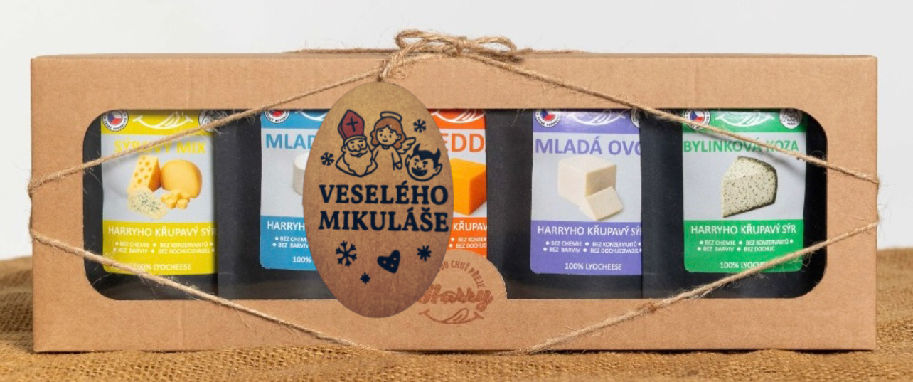 Dárková sada 5 druhů lyo sýrů MIX veselého mikuláše