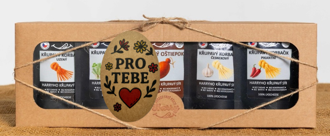 Křupavý sýr Dárková sada 5 druhů lyo korbáčiků od Bači pro Tebe