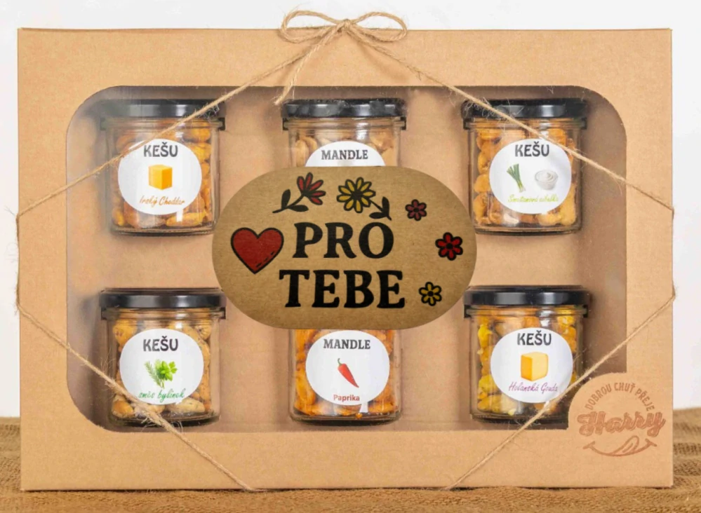 Dárková sada Kešu či Mandlí 6ks NAMIXUJ si SÁM Pro Tebe Krásného Valentýna