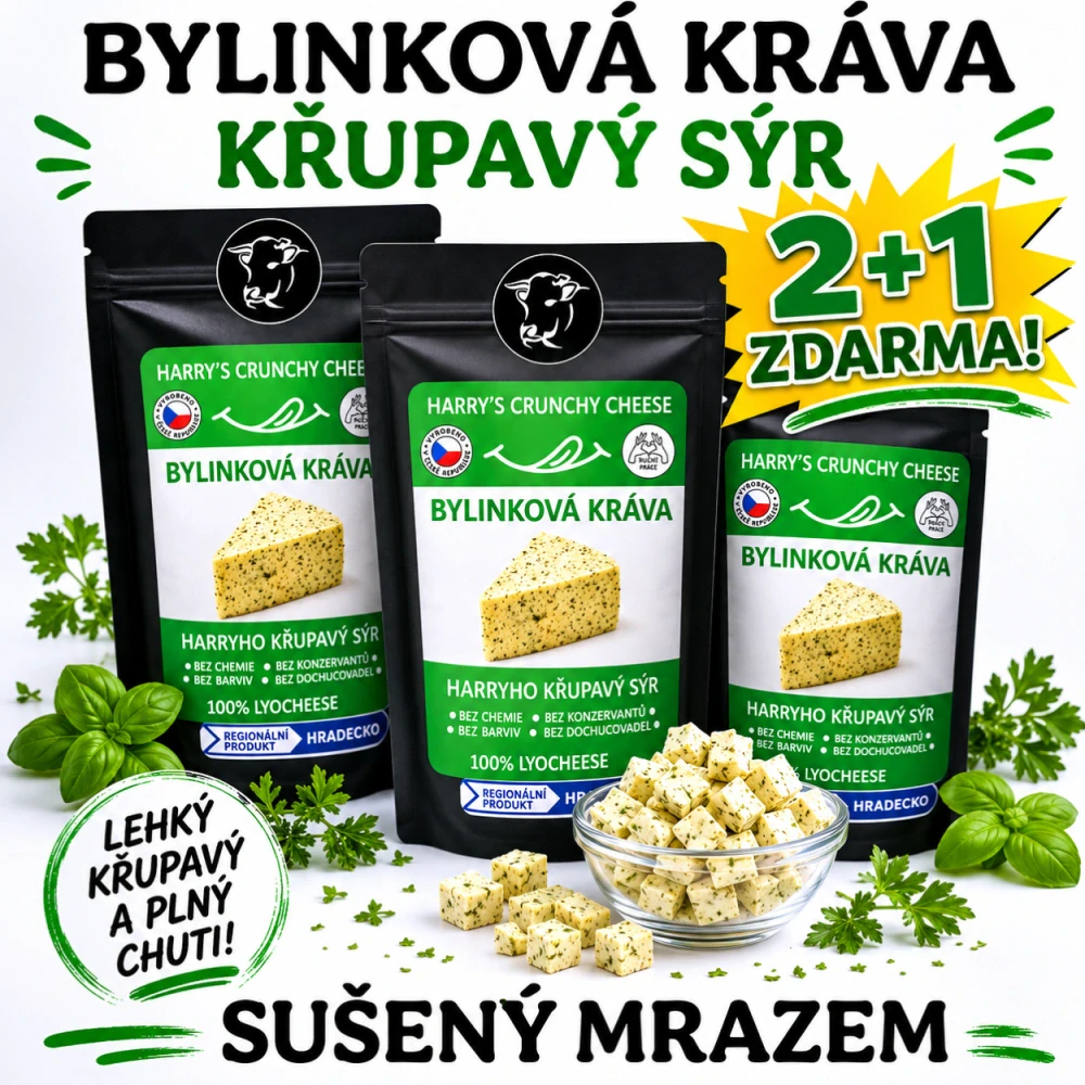 Křupavý sýr Bylinková kráva 100g 2+1 ZDARMA