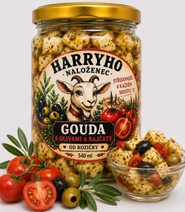 Harryho Naloženec – Holandská kozí Gouda s olivami a rajčaty 540 ml