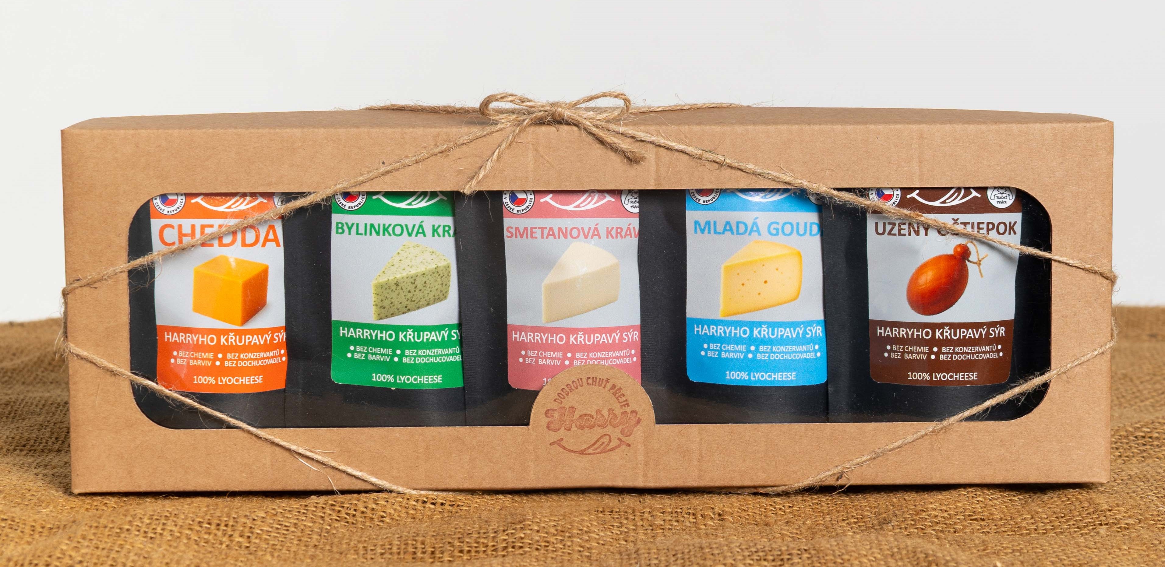 Křupavý sýr Dárková sada 5 druhů lyo sýrů od kravičky