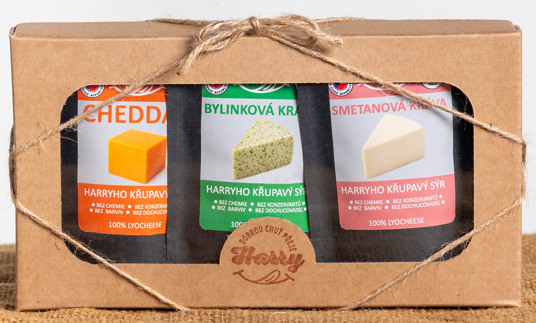Křupavý sýr Dárková sada 3 druhů lyo sýrů od kravičky