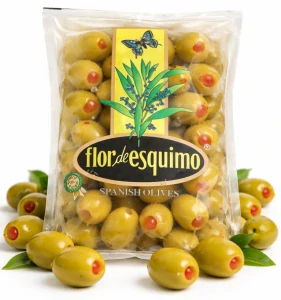 FLOR de ESQUIMO - olivy zelené plněné paprikou 180 g