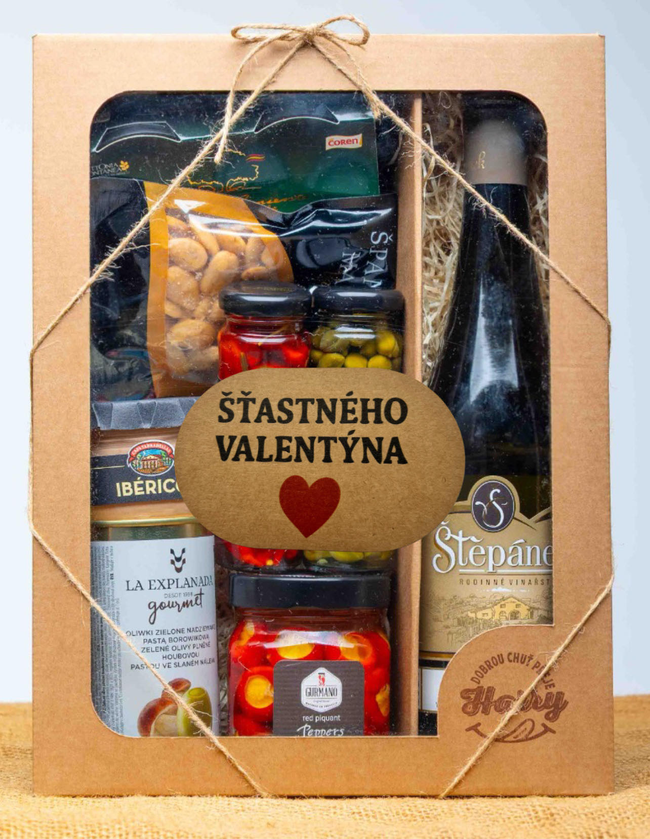 VELKÁ DÁRKOVÁ SADA s BÍlým vínem šťastného Valentýna