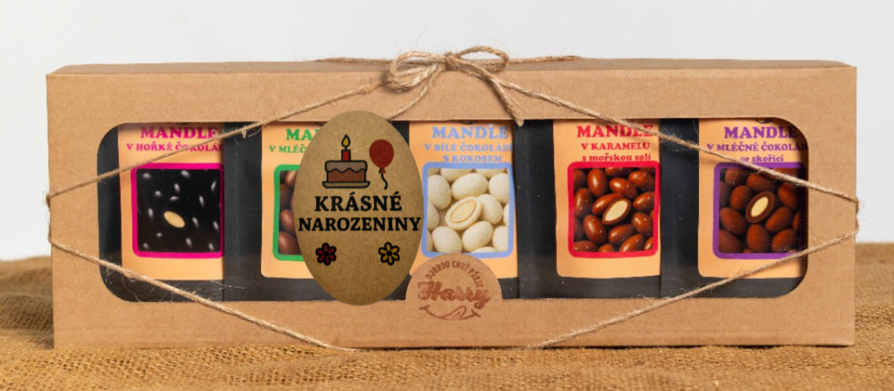 Dárková sada sladkých mandlí mix 5ks krásné narozeniny