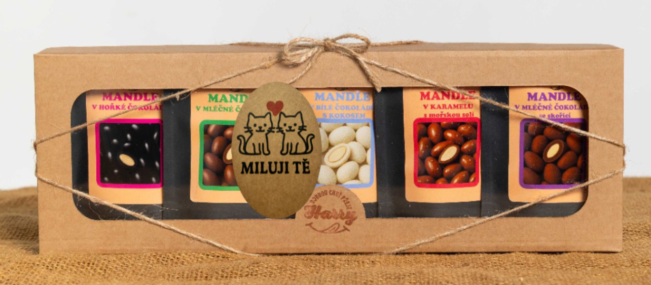 Dárková sada sladkých mandlí mix 5ks miluji Tě