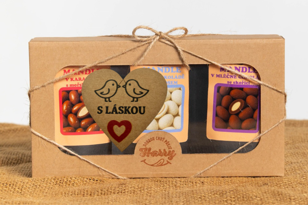Dárková sada sladkých mandlí 3ks s láskou Raffaelo