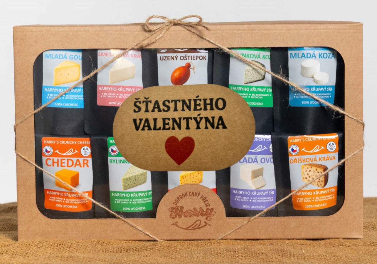 Křupavý sýr Dárková sada 10 druhů sýrů Šťastného Valentýna