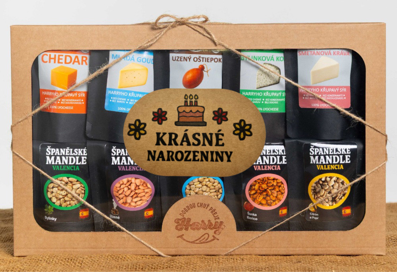 Křupavý sýr a Španělské mandle Dárková sada 10 druhů krásné narozeniny krásné narozeniny