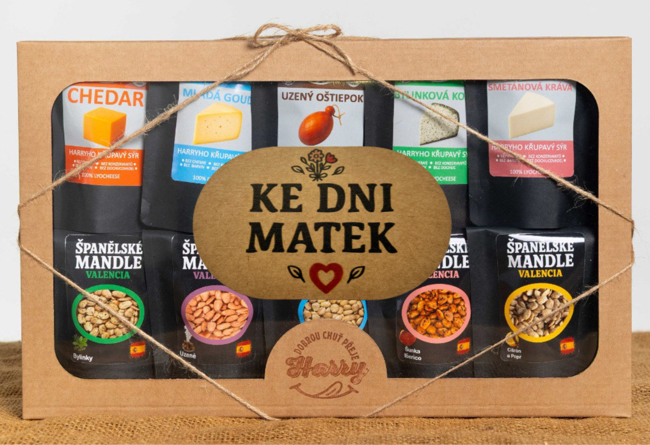 Křupavý sýr a Španělské mandle Dárková sada 10 druhů ke dni matek