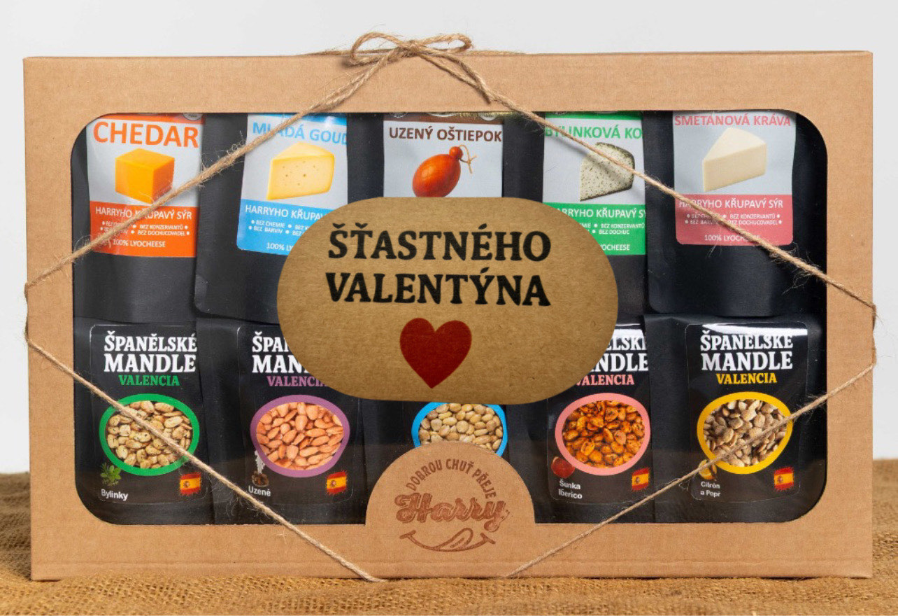 Křupavý sýr a Španělské mandle Dárková sada 10 druhů Šťastného Valentýna
