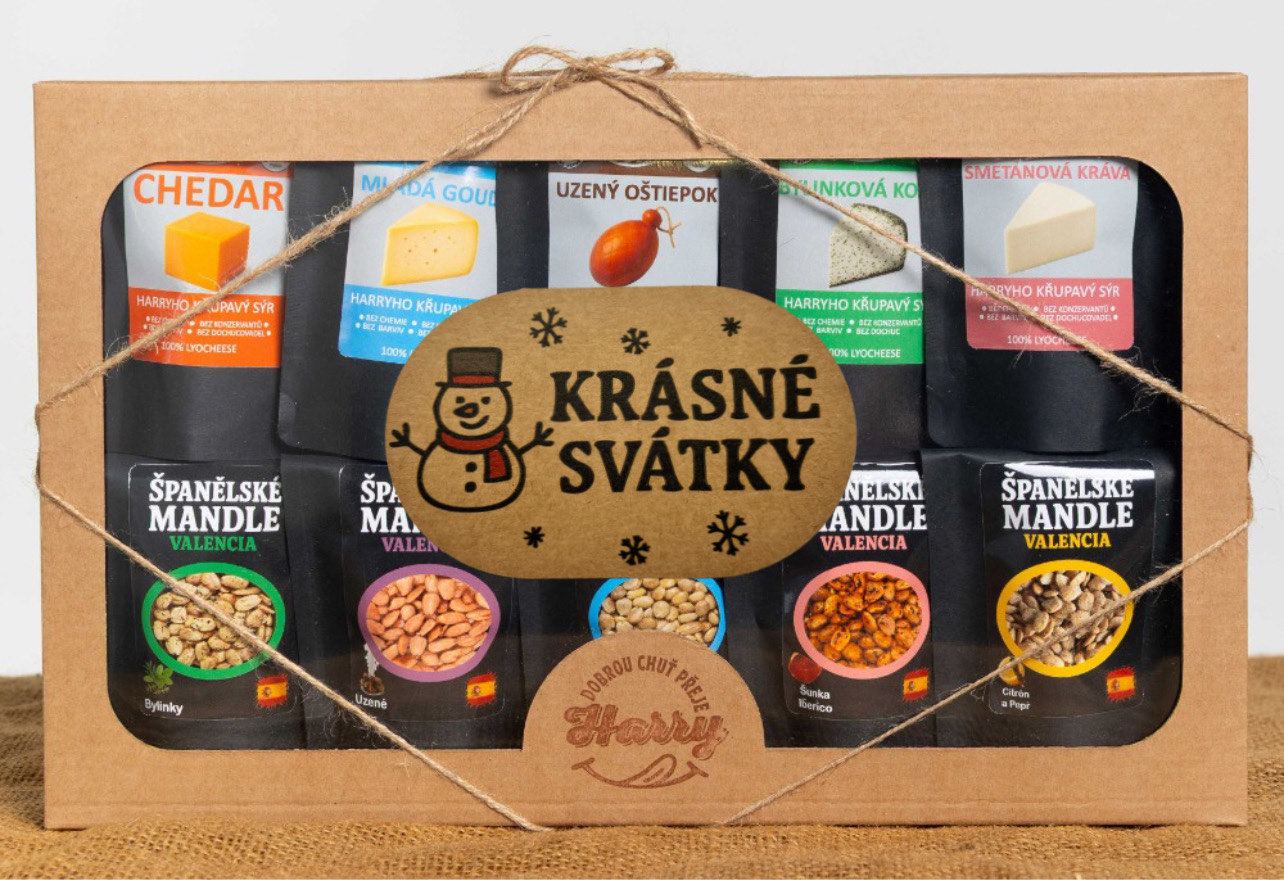 Křupavý sýr a Španělské mandle Dárková sada 10 druhů krásné svátky mikuláš