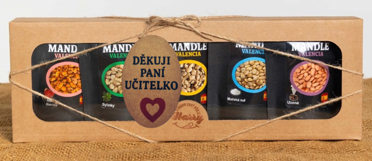 Dárková sada Španělských mandlí mix 5ks děkuji paní učitelko