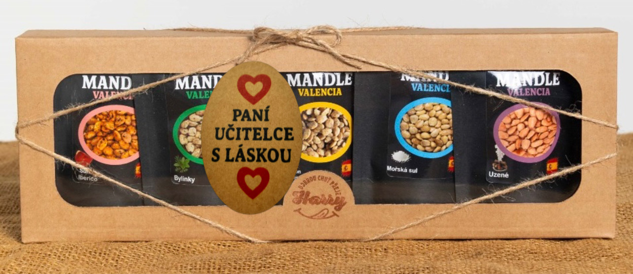 Dárková sada Španělských mandlí mix 5ks paní učitelce s láskou