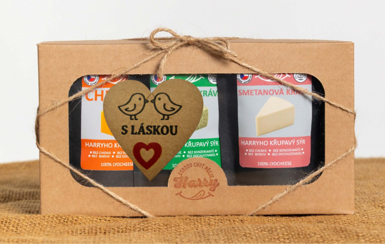 Křupavý sýr Dárková sada 3 druhů lyo sýrů od kravičky s láskou