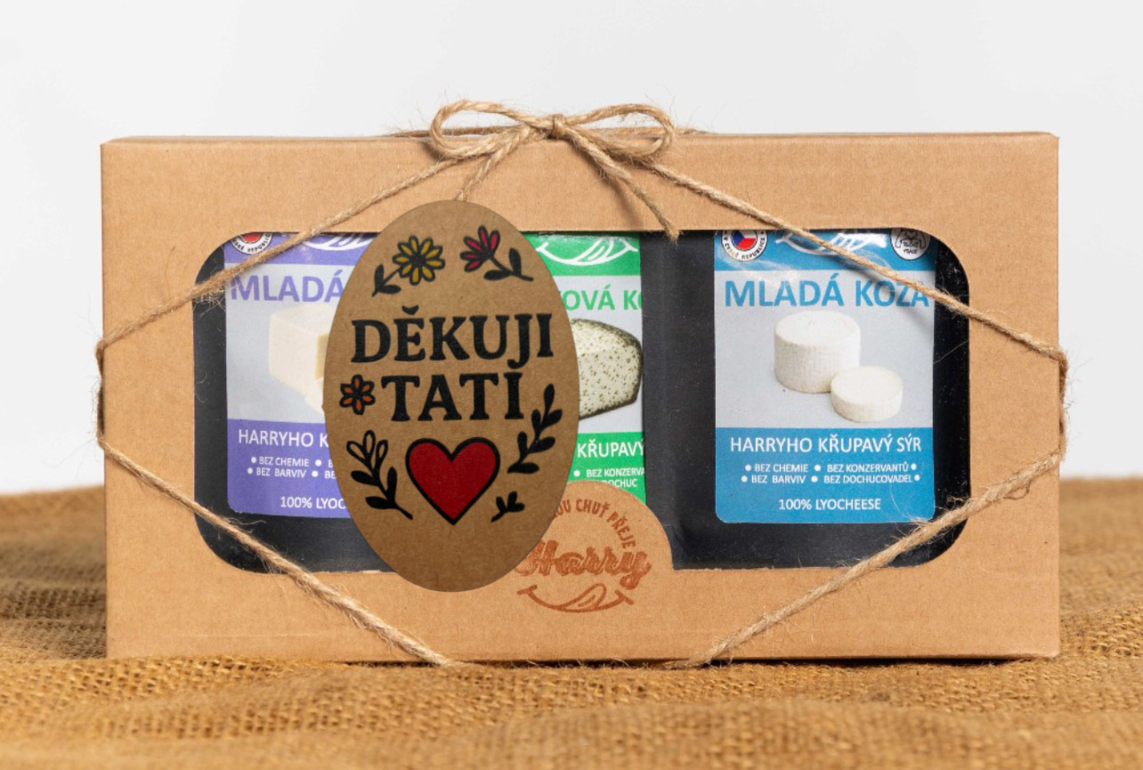 Křupavý sýr Dárková sada 3 druhů lyo sýrů nejen od kozičky děkuji tati
