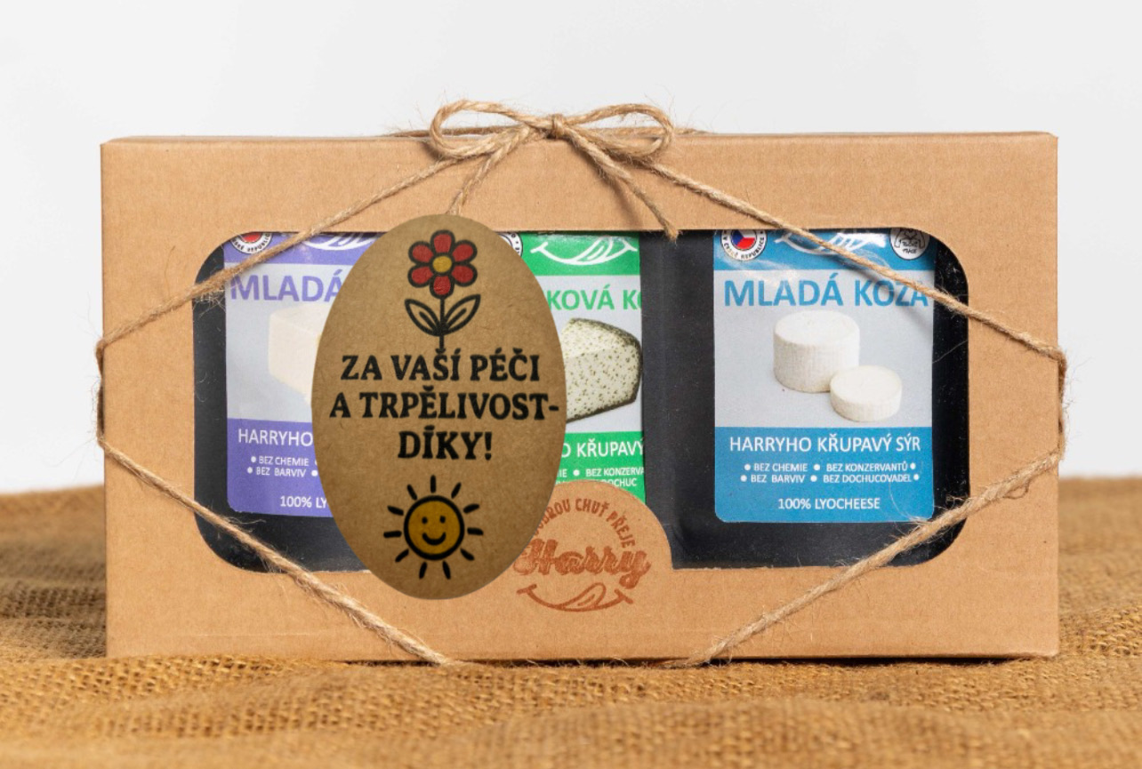 Křupavý sýr Dárková sada 3 druhů lyo sýrů nejen od kozičky za Vaši péči a trpělivost díky