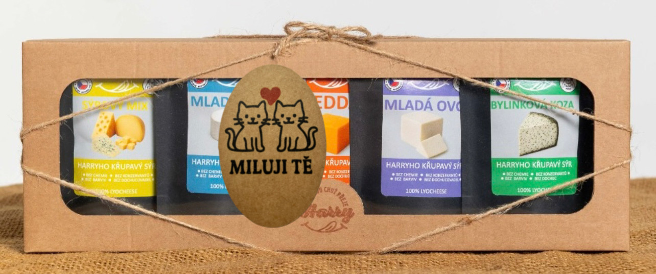 Dárková sada 5 druhů lyo sýrů MIX miluji Tě
