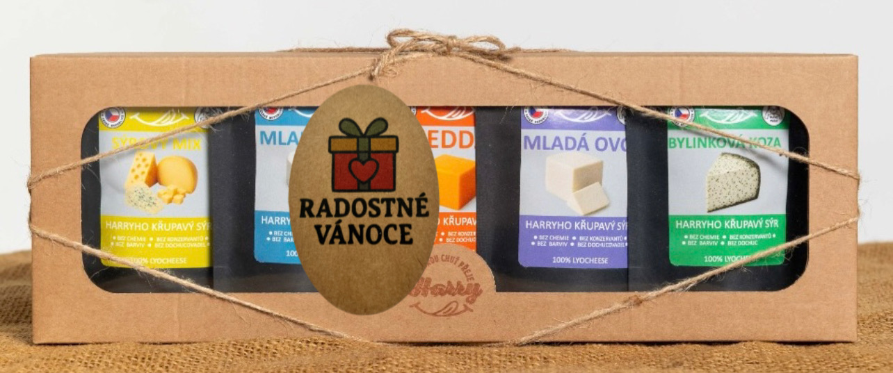 Dárková sada 5 druhů lyo sýrů MIX radostné vánoce dárek