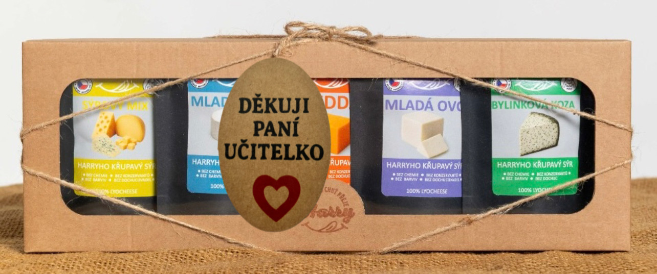 Dárková sada 5 druhů lyo sýrů MIX děkuji paní učitelko