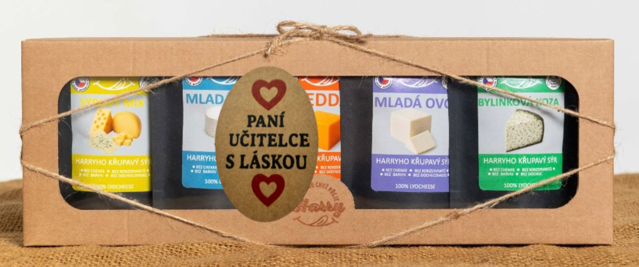 Dárková sada 5 druhů lyo sýrů MIX paní učitelce s láskou