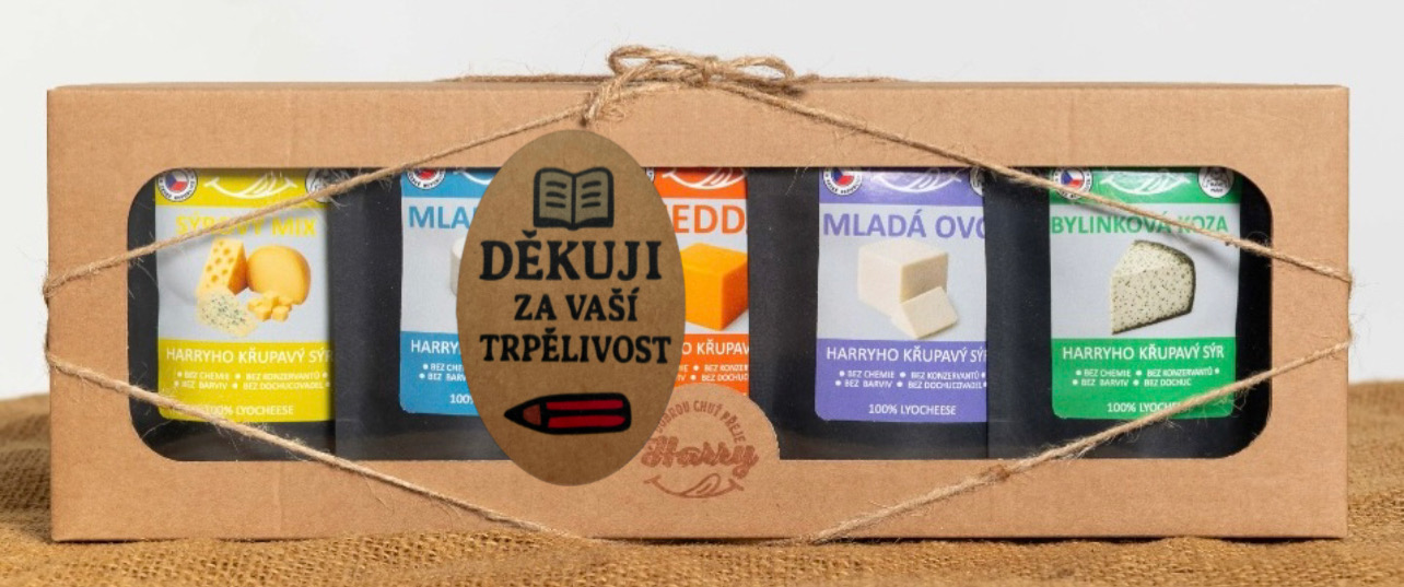 Dárková sada 5 druhů lyo sýrů MIX děkuji za Vaší trpělivost