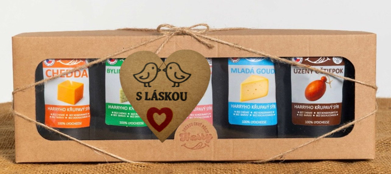 Křupavý sýr Dárková sada 5 druhů lyo sýrů od kravičky s láskou