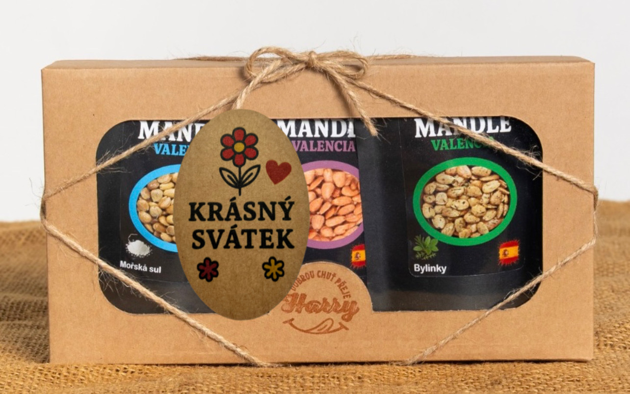 Dárková sada Španělských mandlí bylinky+uzené+mořská sůl krásný svátek