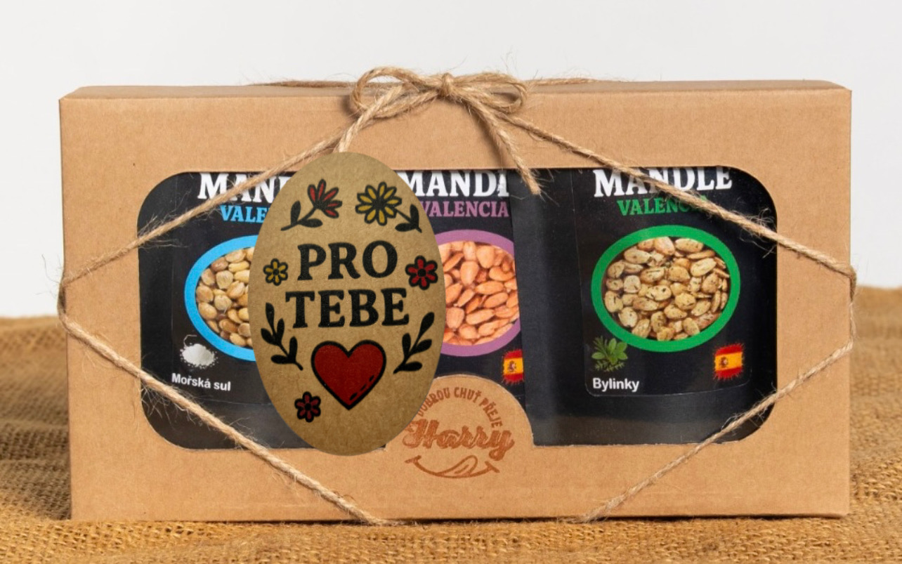 Dárková sada Španělských mandlí bylinky+uzené+mořská sůl pro Tebe