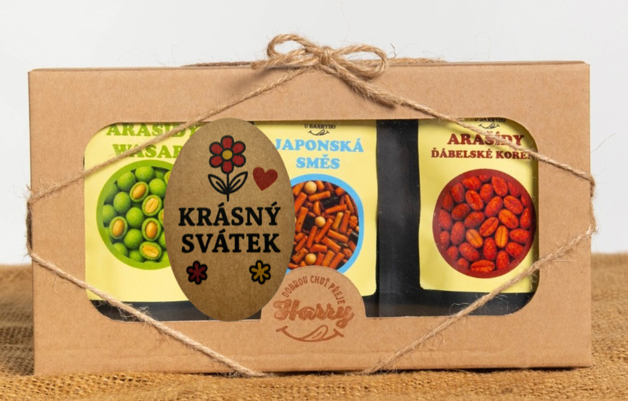 Křupavé arašídy Dárková sada 3 druhů krásný svátek