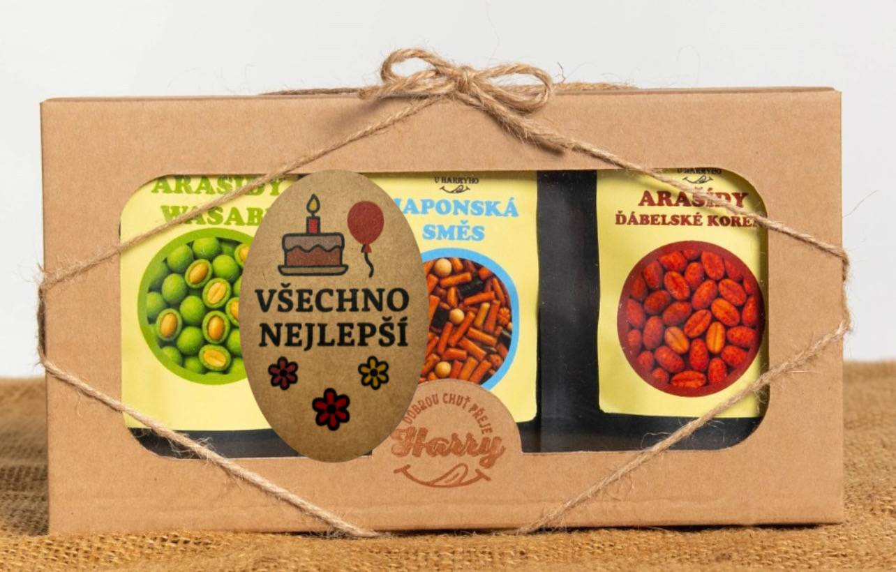 Křupavé arašídy Dárková sada 3 druhů všechno nejlepší