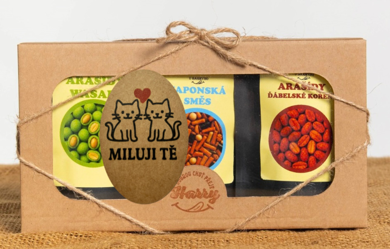Křupavé arašídy Dárková sada 3 druhů miluji Tě