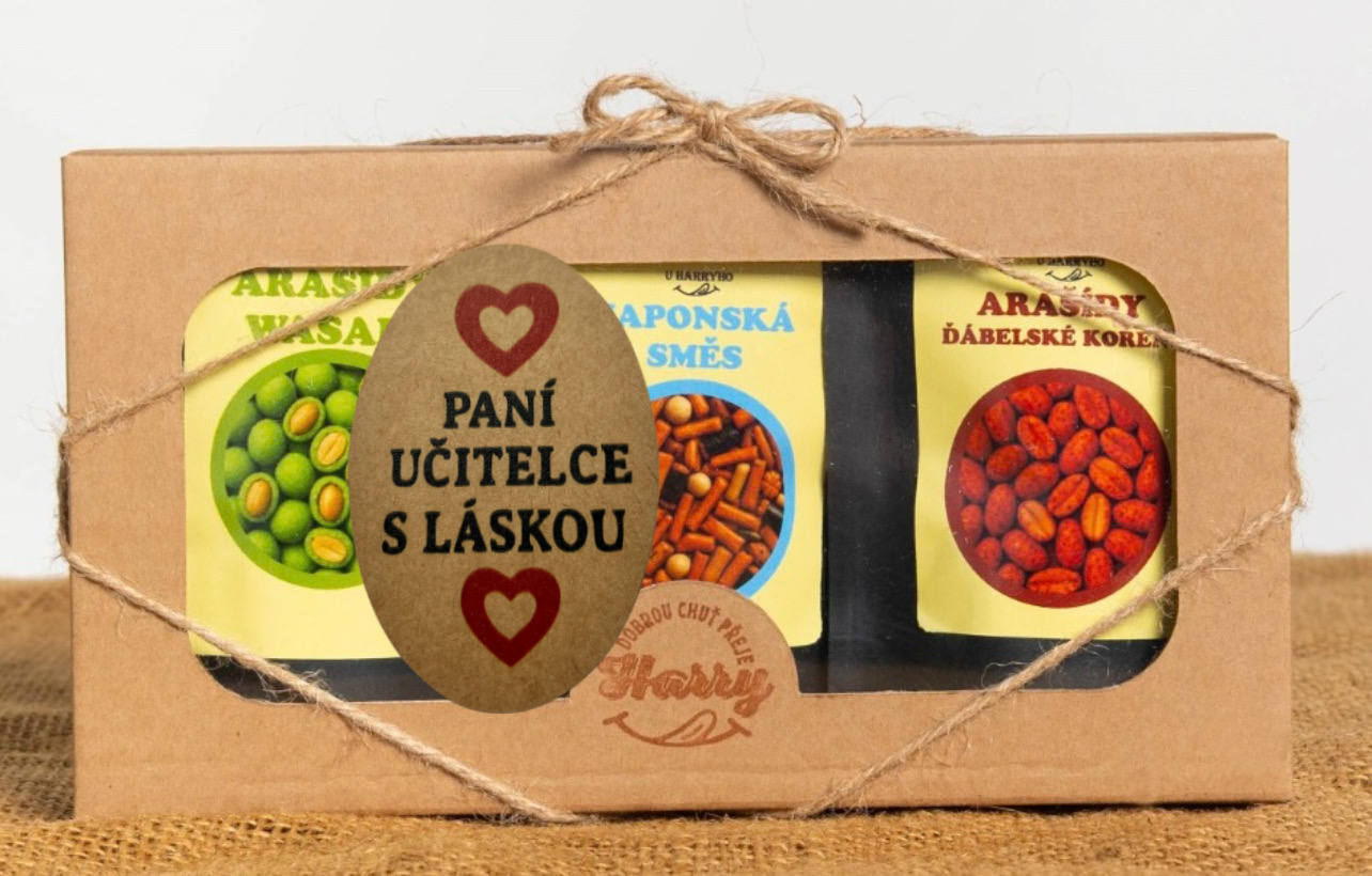 Křupavé arašídy Dárková sada 3 druhů paní učitelce s láskou