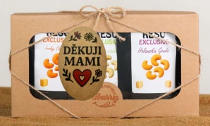 Dárková sada Kešu EXCLUSIVE mix Cheddar + Gouda + Smetanová cibulka Děkuji mami