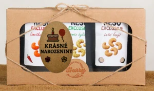 Dárková sada Kešu EXCLUSIVE mix Letní lanýž + směs bylinek + Limetka Chilli Krásné narozeniny