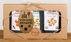Dárková sada Kešu EXCLUSIVE mix Letní lanýž + směs bylinek + Limetka Chilli Všechno nejlepší