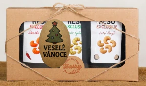 Dárková sada Kešu EXCLUSIVE mix Letní lanýž + směs bylinek + Limetka Chilli Veselé Vánoce stromeček