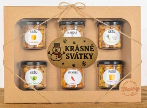 Dárková sada Kešu či Mandlí 6ks NAMIXUJ si SÁM Krásné svátky sněhulák
