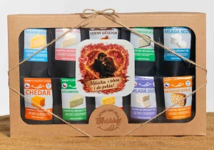 Křupavý sýr Dárková sada 10 druhů sýrů Miláčku s Tebou i do pekla Milenci