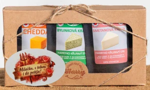 Křupavý sýr Dárková sada 3 druhů lyo sýrů od kravičky Miláčku s Tebou i do pekla Vidle