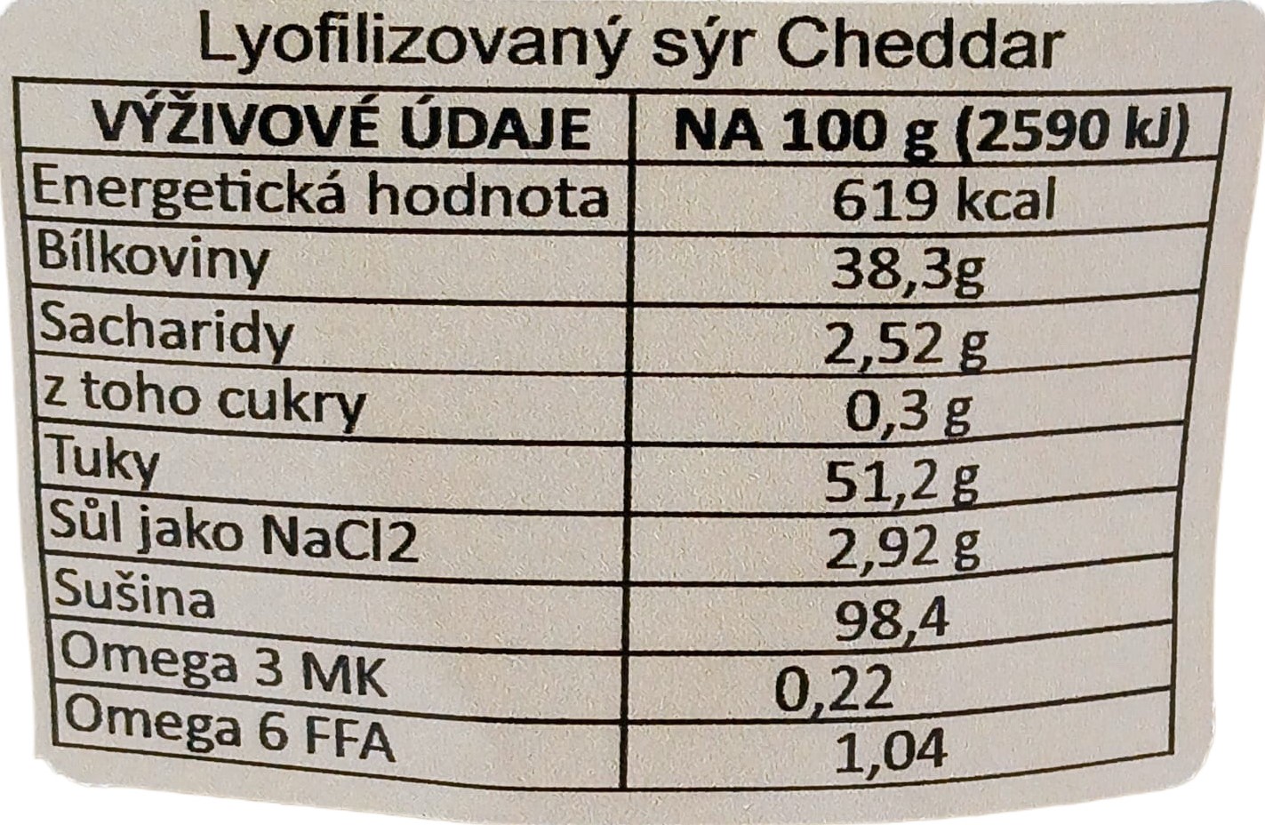 Cheddar CHEESE ENERGY 4 YOU 38,3% PROTEIN 50g