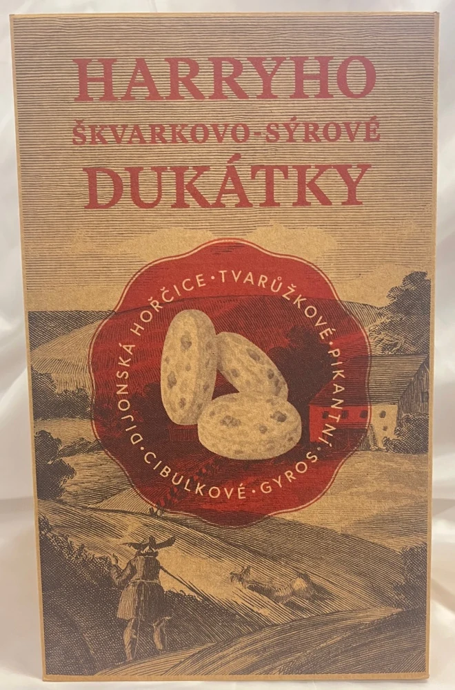 Harryho Dukátky sýrovo škvarkové VELKÝ dárkový BOX 5ks