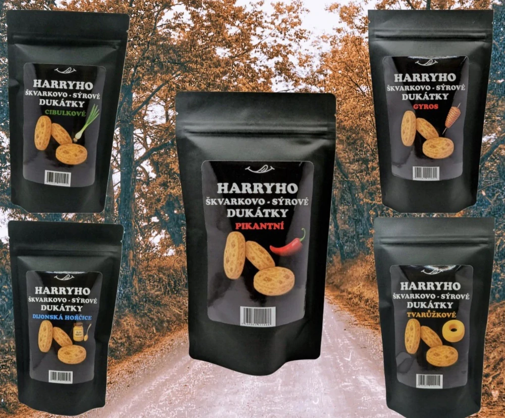 Harryho Dukátky sýrovo škvarkové VELKÝ dárkový BOX 5ks