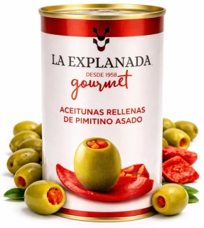 LA EXPLANADA - Zelené olivy plněné paprikovou pastou GOURMET 350g