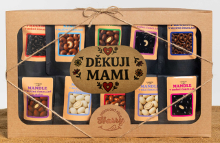Dárková sada křupavých preclíků a sladkých mandlí mix 10ks děkuji mami