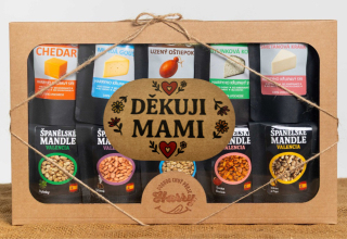 Křupavý sýr a Španělské mandle Dárková sada 10 druhů děkuji mami