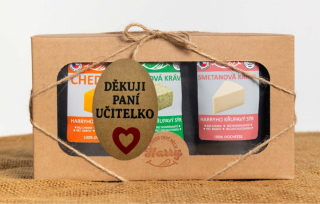 Křupavý sýr Dárková sada 3 druhů lyo sýrů od kravičky děkuji paní učitelko
