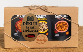 Dárková sada Španělských mandlí mix citron+šunka Iberico+paprika děkuji za Vaši trpělivost