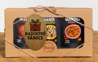 Dárková sada Španělských mandlí mix citron+šunka Iberico+paprika radostné vánoce dárek